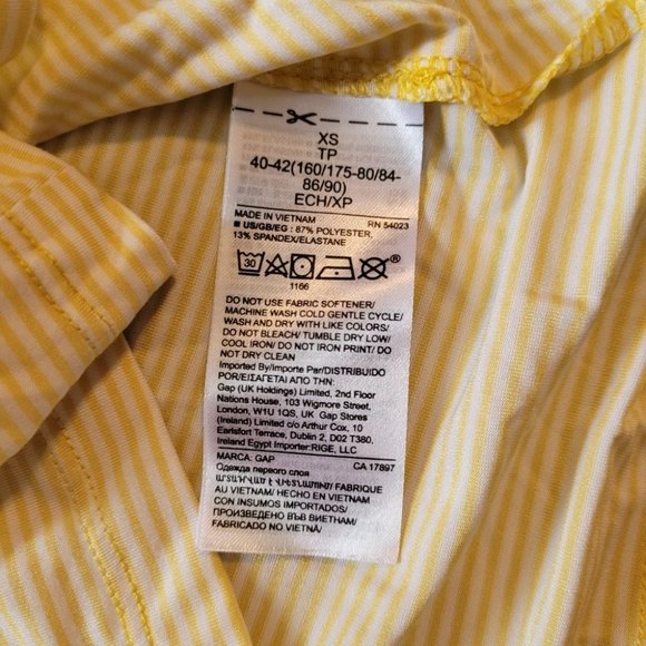 XS GapFit Breathe Yellow Stripe Scoop Neck T-Shirt - Picture 7 of 7